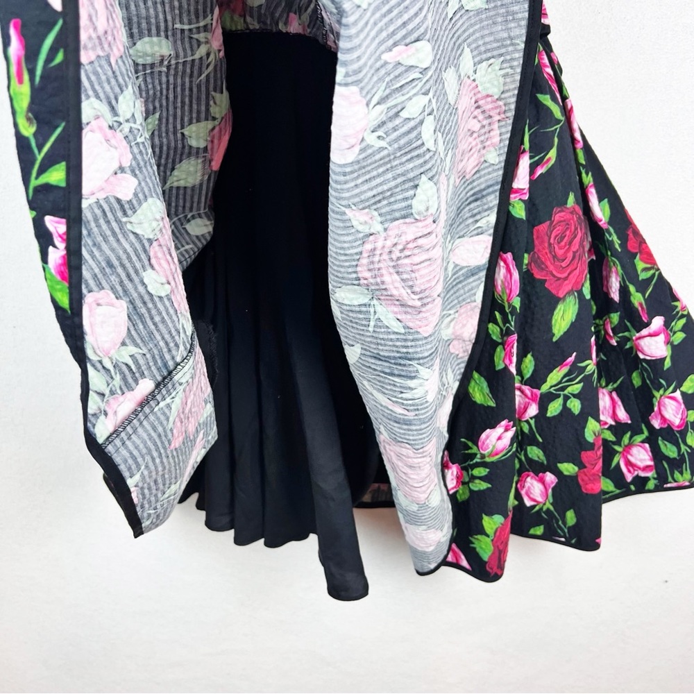 Betsey Johnson Retro Rose Print Bow Dress Size 10 Pin-up Rockabilly Strapless - Picture 9 of 11